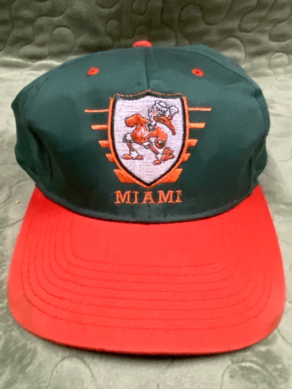 Miami Hurricanes Green and Orange SnapBack Hat, READ